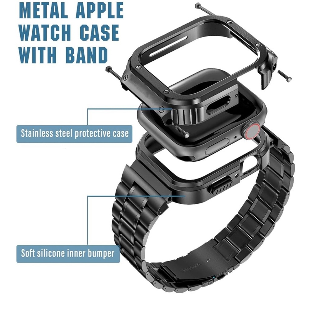 Mi Black Metal Smartwatch Case with Band